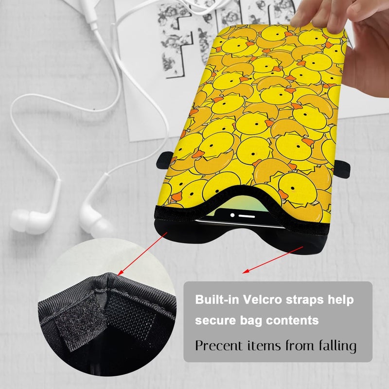 otilil Neoprene Cell Phone Sleeve Pouch Case Bag with Crossbody Strap Neck Lanyard for Women 7.1 X 3.9 in Yellow Duck - Image 3
